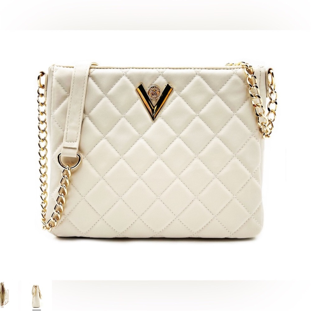 Valentino Orlandi Cream Quilted Crossbody Bag